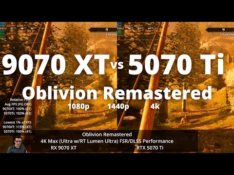 Best GPU for Oblivion Remastered? RX 9070 XT vs RTX 5070 Ti- 1080p, 1440p, 4K, DLSS/FSR, RT on/off